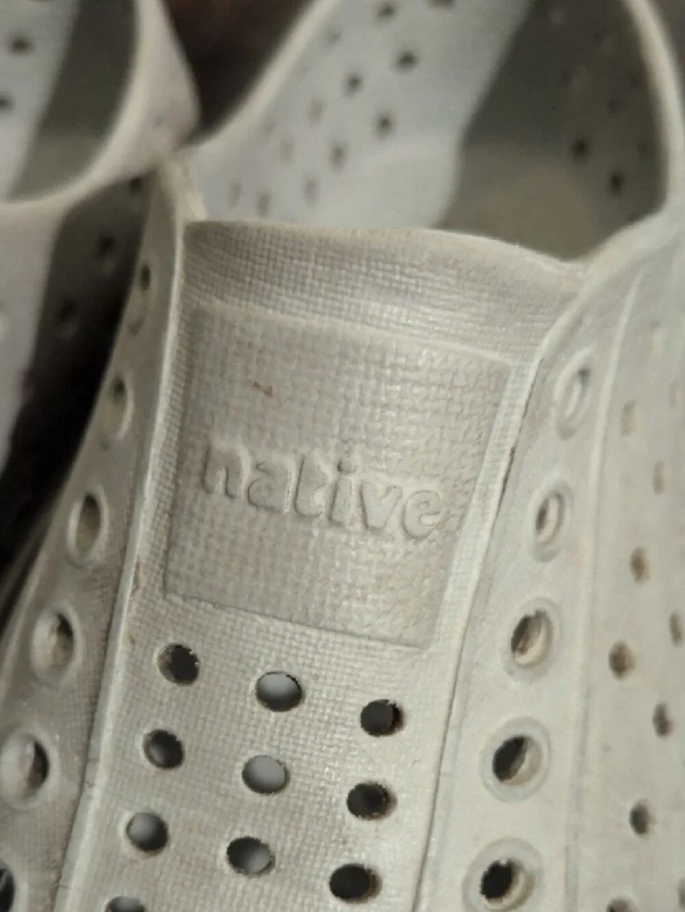 Native Perforated Slip-On Shoes in Light Gray and White